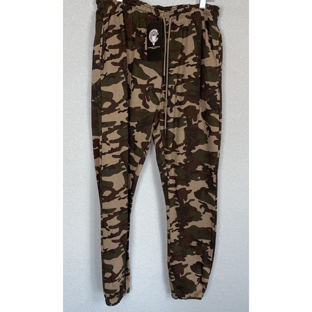 NWT Crooks & Castles Men's Large Medusa Camo Fleece Jogger‎ Sweatpants